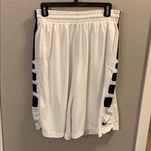 White Nike Elite Basketball Shorts